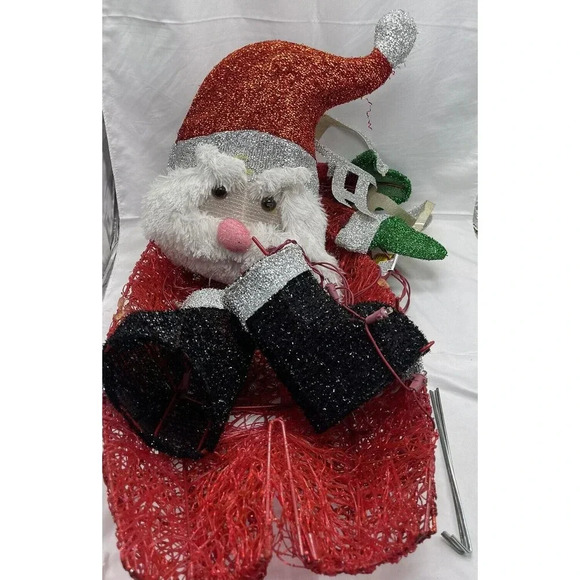 Home Accents Holiday HO HO HO Santa Figurine lighted in box RARE Working - Picture 15 of 16